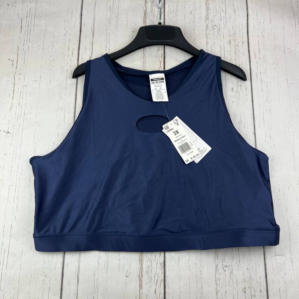 Core I Reebok 3X AM Shinny Hole Athletic Tops Blue Women New